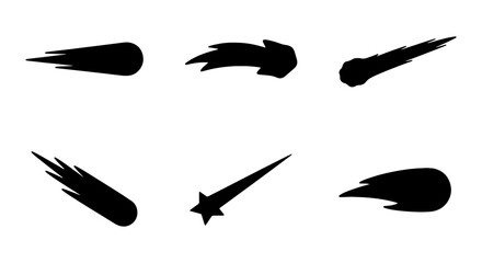 Comet Icons, Meteorite Shapes, Shooting Star Vectors, Space Elements, Cosmic Trails © RAKHI
