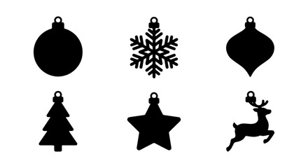 Christmas Ornaments Vector Icons, Festive Holiday Decorations, Winter Celebration Symbols © RAKHI