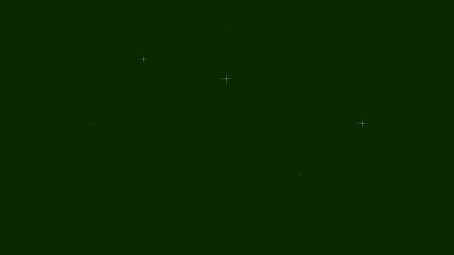 Cartoon doodle star sparkle animation with glowing twinkling effects, magical glitter dust trails, seamless festive starry background loop overlay on green screen in ultra HD 4k video
