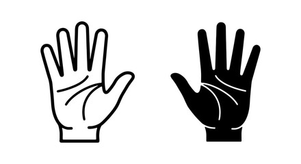 Obraz premium Hand Icons, Palmistry Symbols, Open Palm Vector Graphics, Human Body Parts