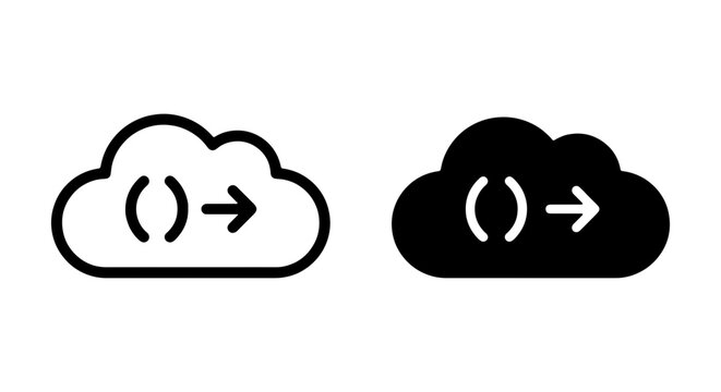 Cloud Computing Icons, Data Transfer Symbols, Code Storage Vector Graphics