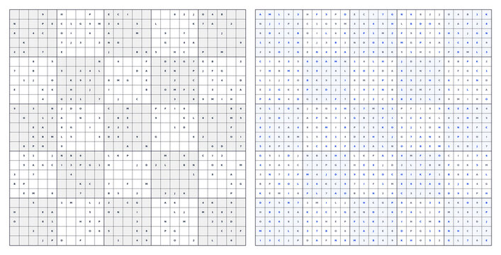 Alphabet Sudoku Puzzle 25x25 Medium with Blue Marked Answers Clean Grid