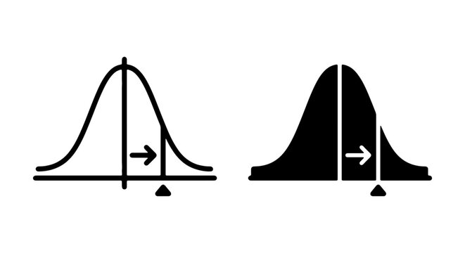 Bell Curve Icons, Normal Distribution Graphs, Statistics Concepts, Data Analysis