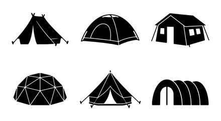 Camping Tent Icons, Outdoor Shelter Vector Set, Adventure Gear Collection © MIRA