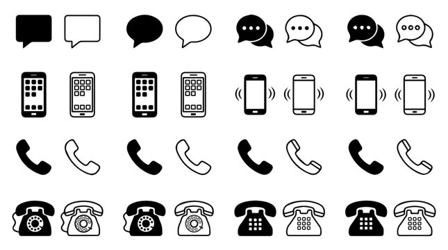 Communication Icon Set | Evolution from Speech Bubbles to Smartphones and Telephones | Symbol of Connectivity and Modern Interaction