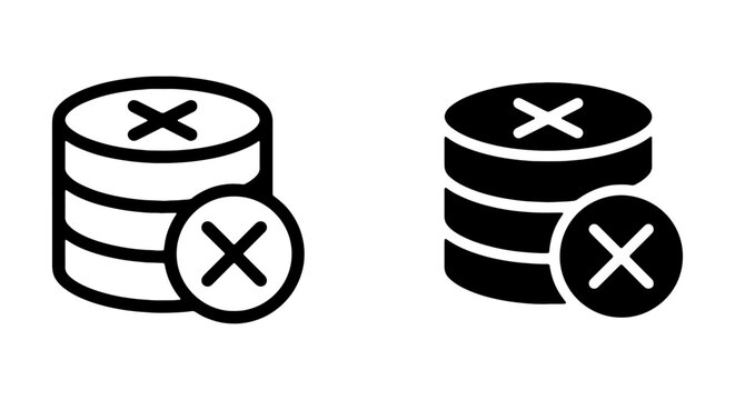 Database Error Icons, Data Corruption Symbols, Server Failure Graphics, Digital Information Loss