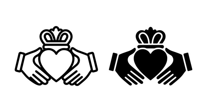 Claddagh Symbol Vector Icons, Love Loyalty Friendship, Irish Heritage Design Elements