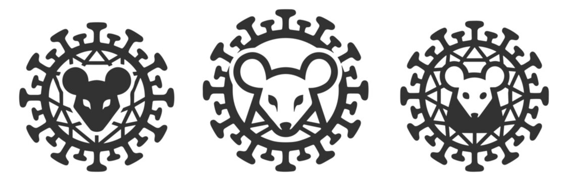 mouse virus icon set vector illustration on transparent background