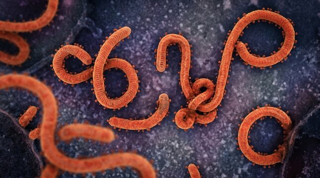 Scanning electron micrograph of ebola virus particles