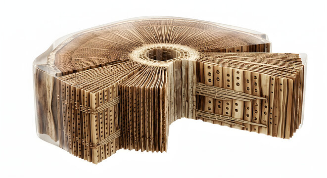 Scientific 3D Microscopic Cross-Section of Prehistoric Archaeopteris Tree Wood Anatomy