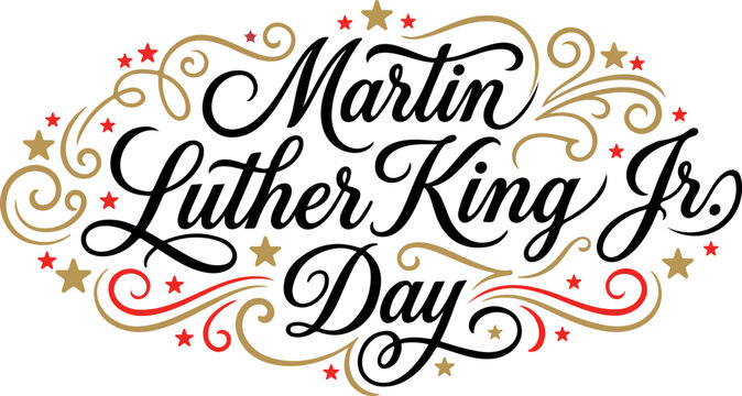 Martin Luther King Jr. Day decorative text with stars