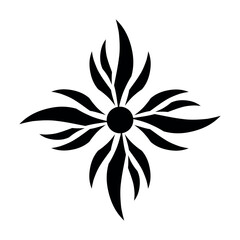 Fototapeta premium Black and white vector illustration of abstract radiating rays. Decorative monochrome starburst graphic element isolated on white background.