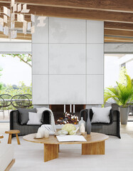 Fototapeta premium Organic Modern Luxury Interior with Biophilic Design Elements, 3d render
