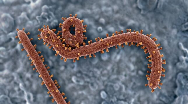 Ebola virus particles under scanning electron microscope