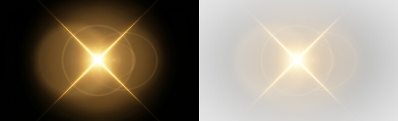 golden lens flare effect with bright light and circular glow on black background © Віра Герасименко