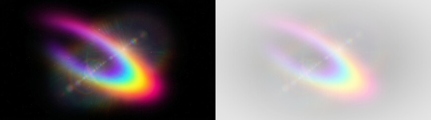 colorful space nebula light effect with glowing particles and stars on black background © Віра Герасименко