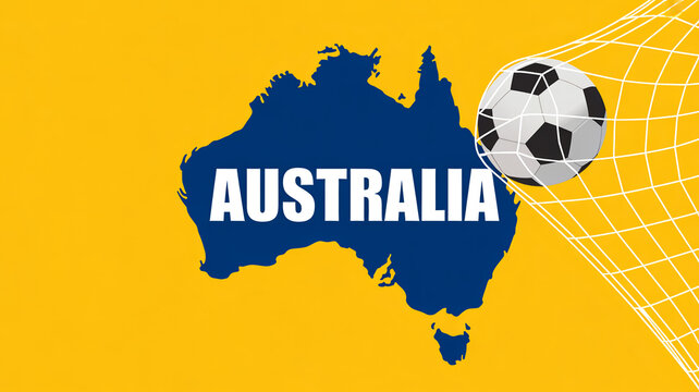 Australia soccer background with map and goal