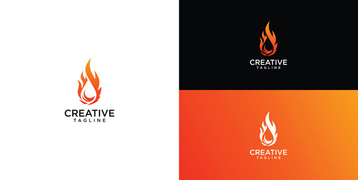 Dynamic orange and red flame logo design with a unique fluid element, symbolizing passion, innovation, energy, and creativity for modern branding and vibrant businesses