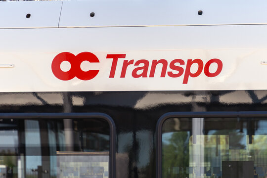 Ottawa, Canada - May 22, 2026: OC Transpo logo on passenger train. Public transit in Canadian capital city