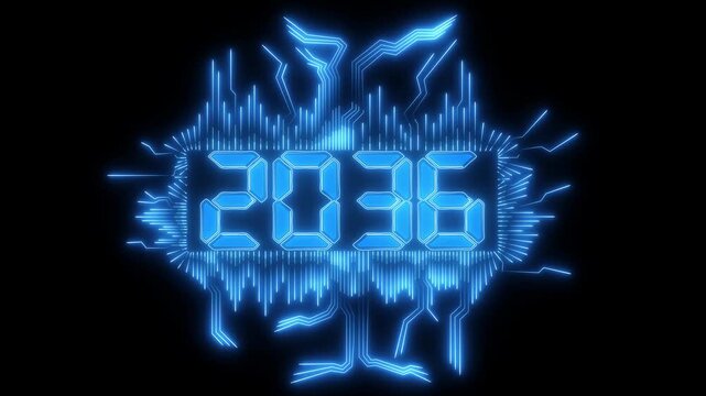 2036 neon line text. Abstract 2036 neon text animation, Glowing neon number text background. video animation . important year, important date 2036. Educational mathematics 2036 animation.