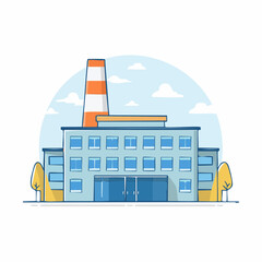 Fototapeta premium Flat Illustration of a Factory Building with Chimney
