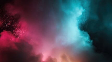 Fototapeta premium Vibrant Neon Smoke Clouds, Abstract Background with Pink and Teal Hues