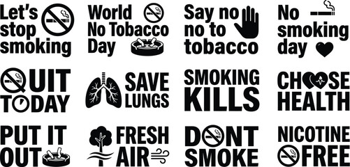 Obraz premium No Smoking Campaign Slogans And Icons Vector Illustration