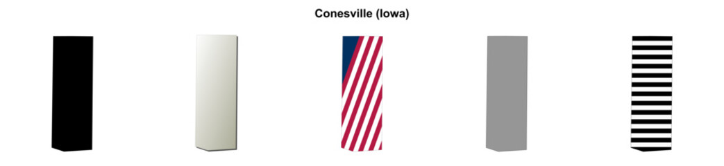 Obraz premium Conesville (Iowa) blank outline map set