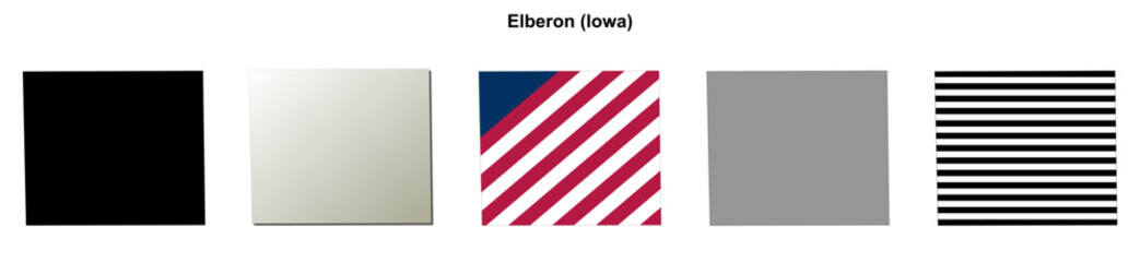 Fototapeta premium Elberon (Iowa) blank outline map set