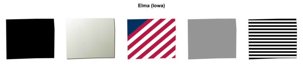 Fototapeta premium Elma (Iowa) blank outline map set