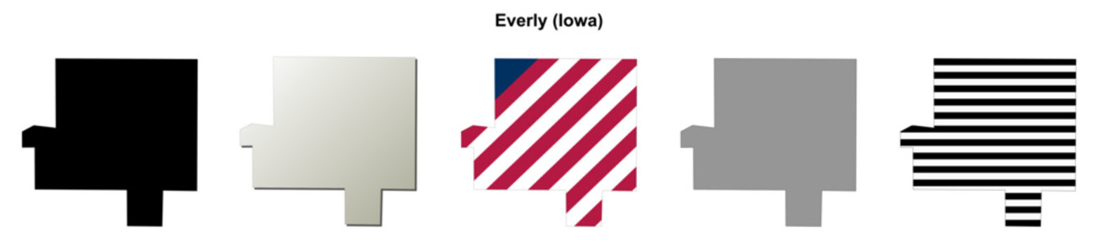 Everly (Iowa) blank outline map set
