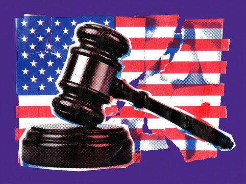 American justice and constitutional law concept. Legal authority, court decisions, democracy, government power, and the rule of law in the United States
