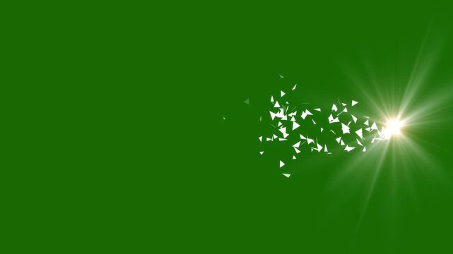 Logo reveal glitter trails with confetti party popper line animation for intro video, Light reveal logo intro particles animation, cinematic logo reveal showcases soft light rays on green background