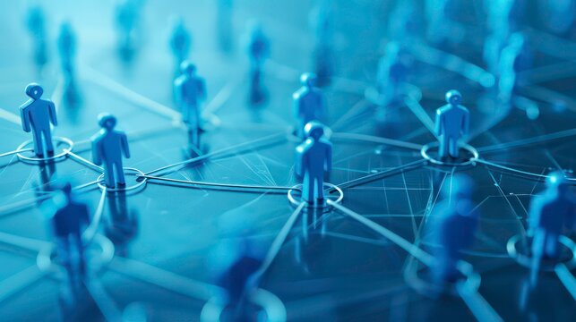 Abstract network of connected figures, representing communication and social interaction.