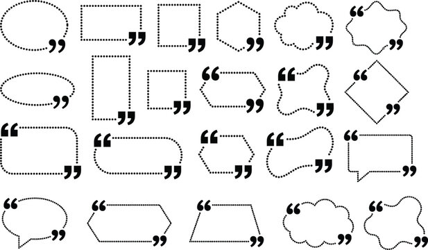 Quotation mark frames collection dotted line shapes for text or design elements