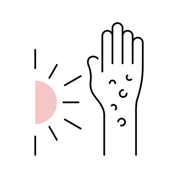 Sun rash icon. Healthcare and dermatology line symbol. Color.