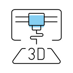 Fototapeta premium 3d printer icon. Industry and 3d printing line symbol. Color.