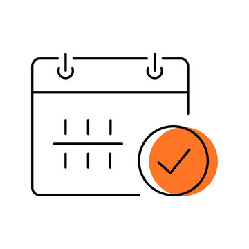 Event confirmation icon. Business and scheduling line symbol. Color.