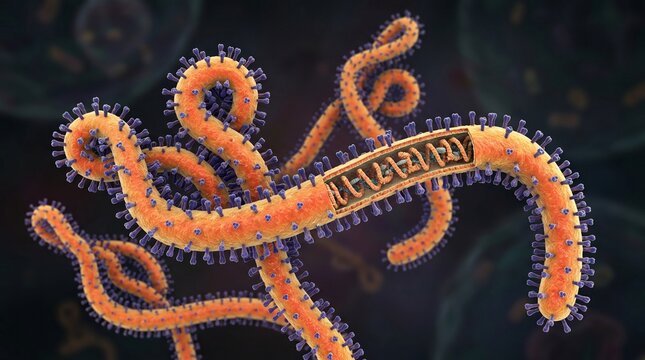 3d illustration of ebola virus particles