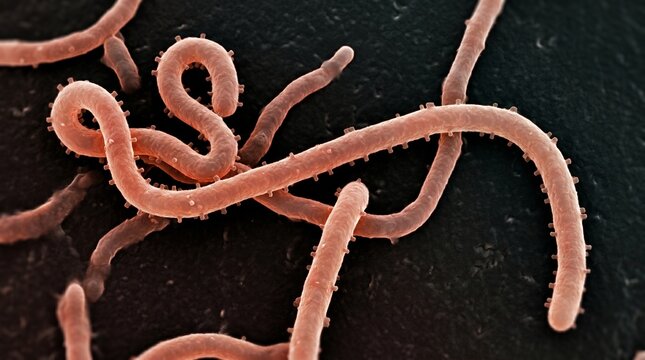 Scanning electron micrograph of ebola virus particles
