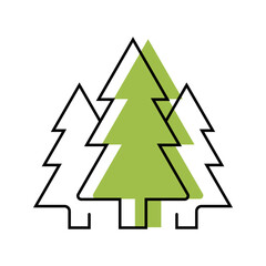 Obraz premium Forest trees icon. Nature and woodland line symbol. Color.