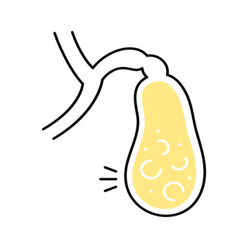 Gallbladder inflammation icon. Healthcare and gastroenterology line symbol. Color.
