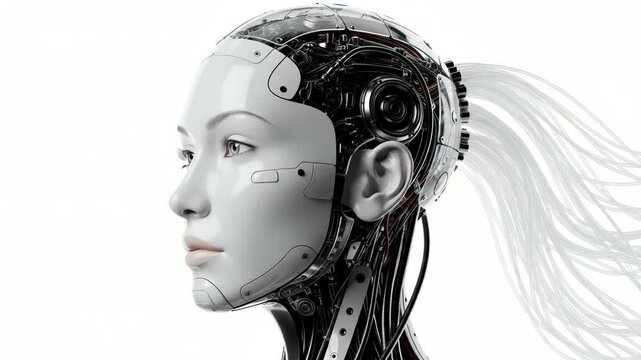 Profile view of a futuristic humanoid robot head