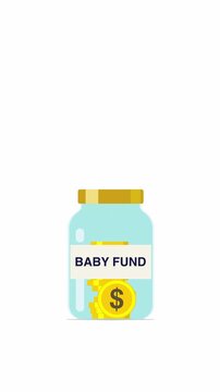 Vertical Baby Fund Savings Jar Animation with Coins