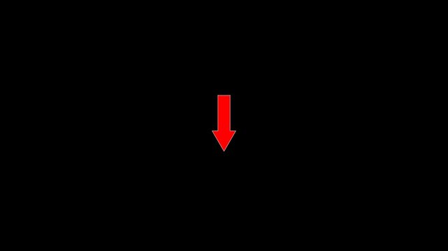 Red arrow pointing downwards on a black background direction