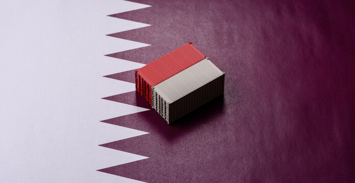 Cargo containers on the china flag as a conceptual backdrop for goods export. Cargo containers