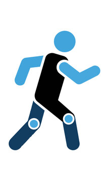 Minimalist silhouette of a person walking with swinging arms isolated on a white background simple motion and activity concept