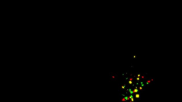 Red Green Yellow Confetti on Black Background celebration