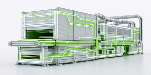 Fototapeta premium Green Networked Factory Exterior