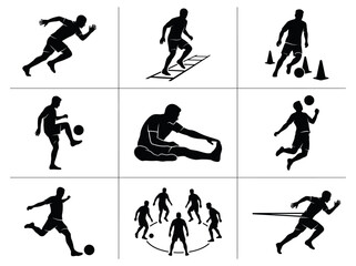 Fototapeta premium Dynamic Action Sports Icons A Collection of Athletic Movement and Training Illustrations